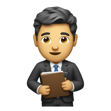 manager holding a notebook sticker