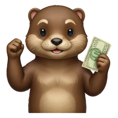 generate a take my money otter emoji, similarly to the futurama phlipp emoji. with philipp holding some banknotes in his fist high sticker