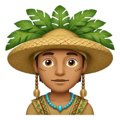 an surveyor man wearing a large leaf tribal hat sticker