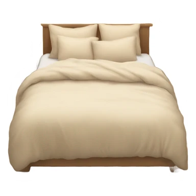 Beige bed with pillows and blankets, cozy vibe sticker