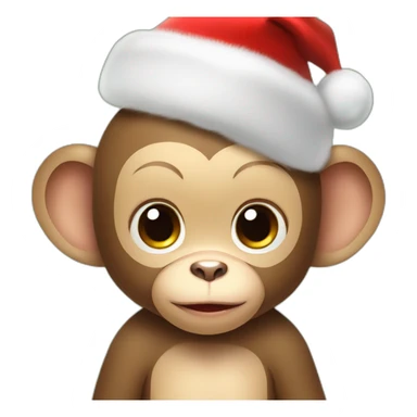 baby monkey with a christmas hat sticker