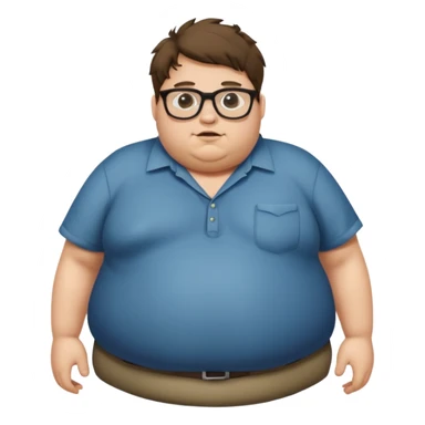 Hombre nerd obeso mórbido con la barriga saliendo de la camisa sticker