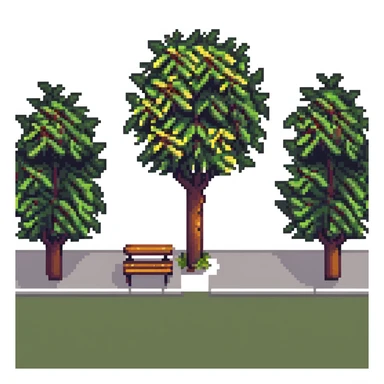 simple iconic city park with tree and bench sticker