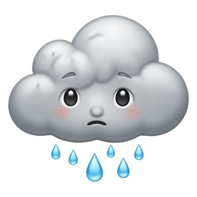 A sad cloud emoji with a rain drop. sticker