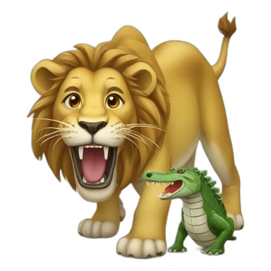 Un lion qui mange un zèbre et un crocodile sticker
