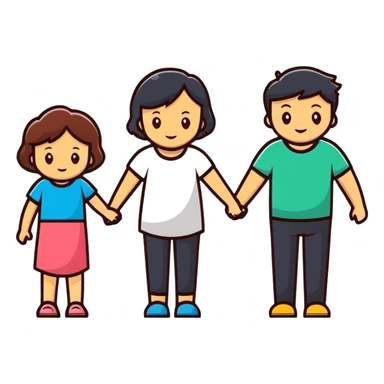 family portrait with one mother, one father, two boys and one girl sticker