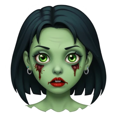 Zombie girl with a nose piercing black hair green skin sticker