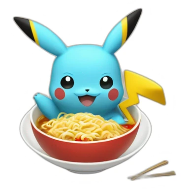 pikachu eats ramen sticker