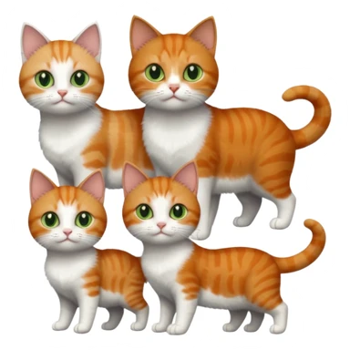 full body of 3 tiny short hair cats including a dark grey and white cat with green eyes, a ginger and white with orange eyes and a brown tabby and white with hazel eyes sticker