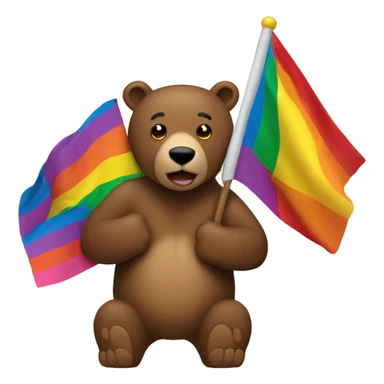 brown bear holding a lesbian flag sticker