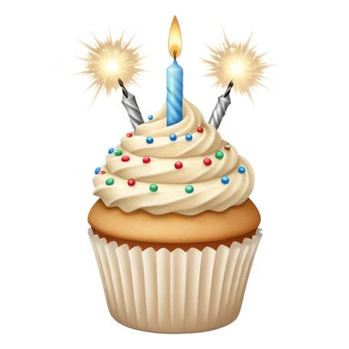 Total White beige cupcake with sparkler candles sticker