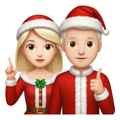 Adult couple wearing Xmas outfit pointing at you sticker