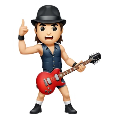 Cinematic Realistic AC/DC Pop Culture Emoji, showcasing an electrifying portrayal inspired by the legendary rock band rendered with vivid textures and energetic lighting. sticker