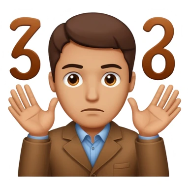 man frowning holding up numbers 6 and 7 sticker