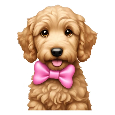 Golden doodle puppy with pink bow sticker
