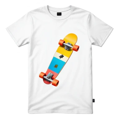graphic tee shirt with a skateboard design sticker