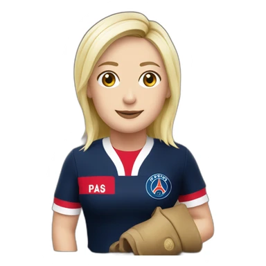 marine le pen with psg shirt sticker