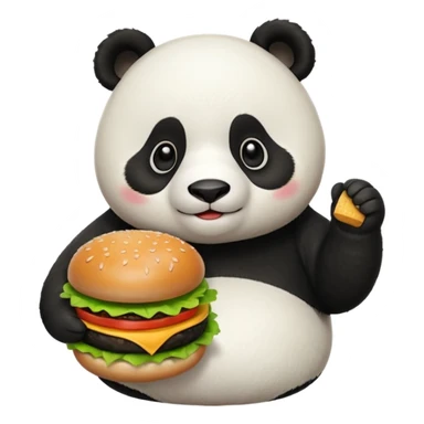 panda holding single burger sticker