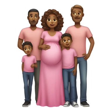 family with pregnant mom with a pink dress and 2 boys and dad sticker