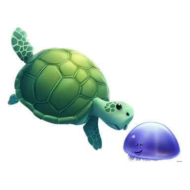 A turtle and jellyfish under the sea ￼ sticker
