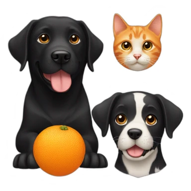 black labrador dog and orange cat sticker