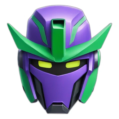 purple and green gundam face sticker