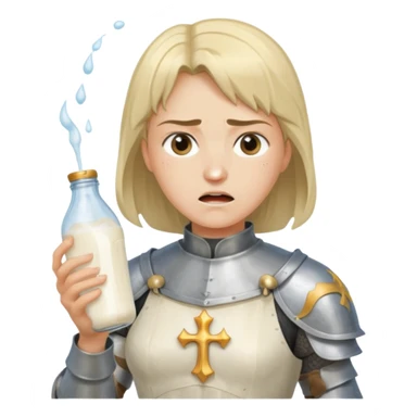 Un biberon avec du lait chaud et Jeanne d’arc en colère qui flotte dedans  sticker