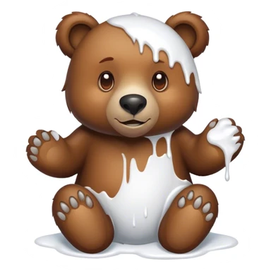 Brown bear covered in white paint sticker