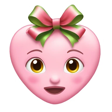 Baby pink heart with a Christmas bow sticker