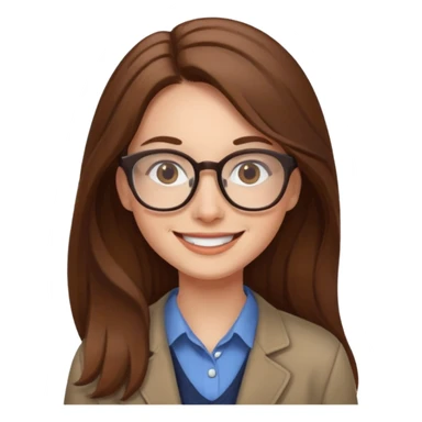 Profesora joven de fotografía, sonrriente cabello castaño y de pelo largo  sticker