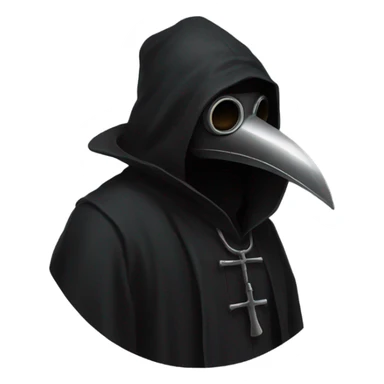 Man wearing black plague doctor mask in a hood sticker
