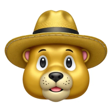 Oso dorado con sombrero elegante y moño negro triste animatronico sticker