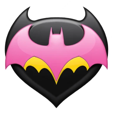 Make a batman logo emoji (girly) it should be black yellow and pink. sticker