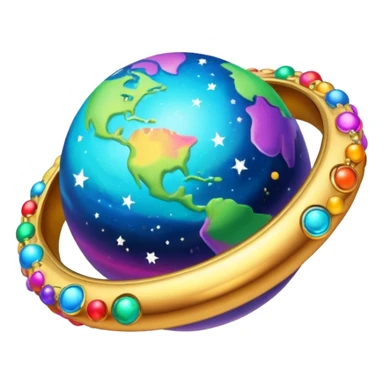 colorful planet with ring sticker