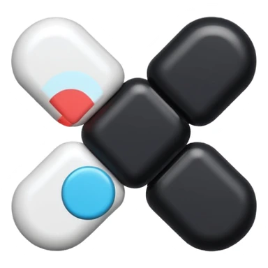 Minimalistic futuristic white&black pills pack emoji, black and white, flat vector design, high-tech clean UI icon sticker