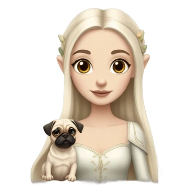 white girl elf with pug sticker