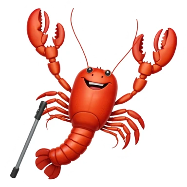 Lobster very happy jumping on pogo stick sticker