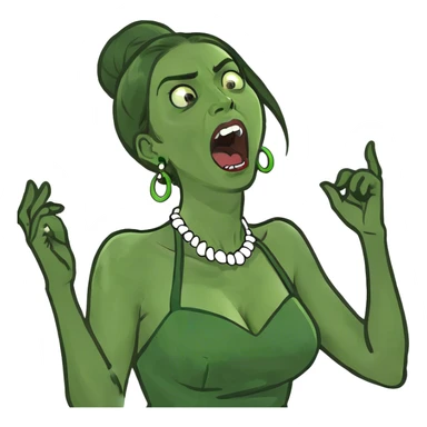 woman screaming and grabbing her neck sticker