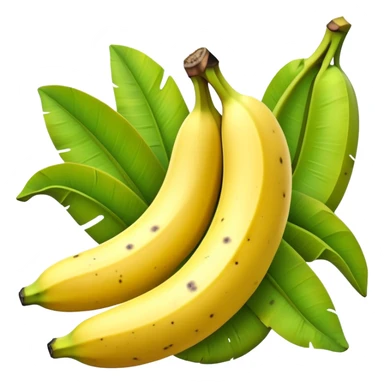 Cinematic Realistic Banana Emoji, Bright and cheerful, with a smooth, yellow peel slightly speckled with spots, revealing a soft, sweet interior. The banana is curved elegantly, standing out against the soft green leaves. Soft glowing outline, capturing the essence of tropical sweetness and energy in a ripe banana. sticker