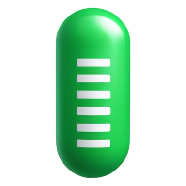 single medicine capsule, top half green, bottom half white sticker