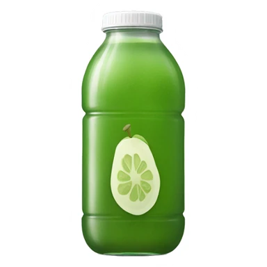 aesthetic green juice in tall clear full plastic drink bottle with white lid realistic soft textures sticker