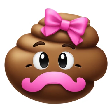 poop emoji with pink bow sticker