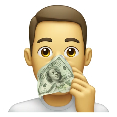 Blowing nose with money sticker