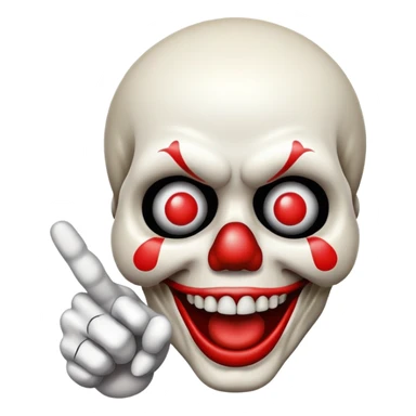 Skull emoji with a clown nose and hear with a pointing finger  sticker