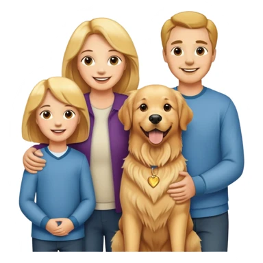 Mom and dad and two sons  and two golden retrievers sticker