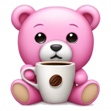 Pink teddy bear with coffee sticker
