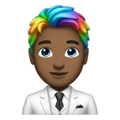 Posh-boy-with-white-suit-and-blue-eyes-and-rainbow-unicorn-hair sticker