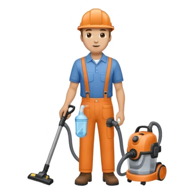 técnico de limpieza hombre sujetando la boquilla de una aspiradora de agua sticker