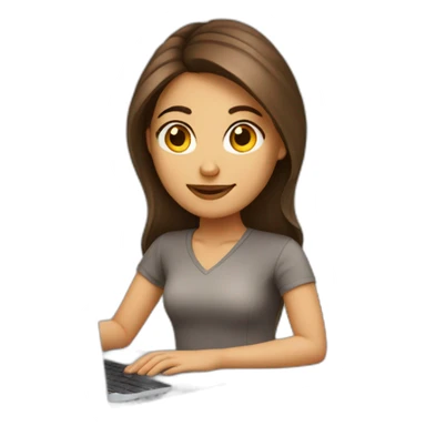 Beautiful programmer girl with brown hair working with MacBook sticker