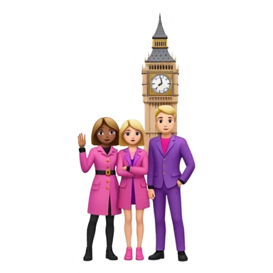 London Big ben and couple is seeing toward big ben and keep couple dress colourful pink,purple,orange,black and some lights sticker